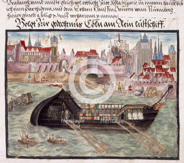 A pleasure boat on the River Rhine at Cologne, 1560-1632. Creator: Unknown.
