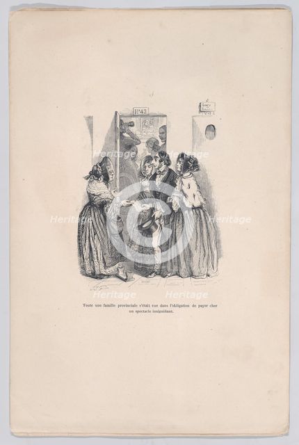 A provincial family was forced to pay a high price for an insignificant show. from the Lit..., 1843. Creator: Brugnot.