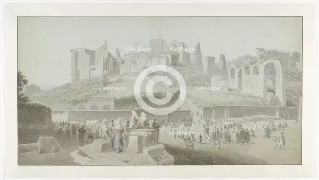 A Procession at the Foot of the Palatine Hill in Rome, c.1809-c.1812. Creator: Josephus Augustus Knip.