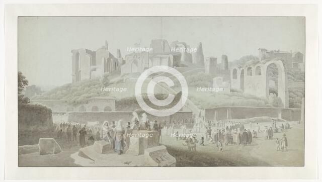 A Procession at the Foot of the Palatine Hill in Rome, c.1809-c.1812. Creator: Josephus Augustus Knip.