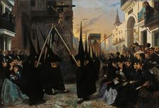 A Procession along Calle Génova. Artist: Dehodencq, Alfred (1822-1882)
