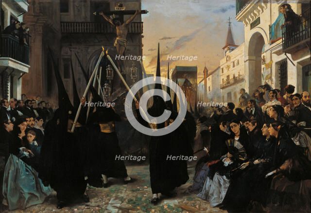 A Procession along Calle Génova. Artist: Dehodencq, Alfred (1822-1882)