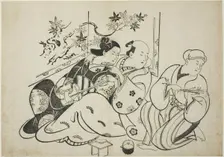 A Professional Buffoon, from an untitled series of 12 prints, c. 1710. Creator: Torii Kiyonobu I