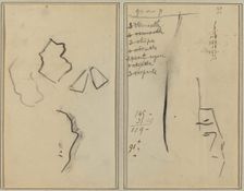 A Profile and Four Shapes; Sketch of a Man's Head [recto], 1884-1888. Creator: Paul Gauguin