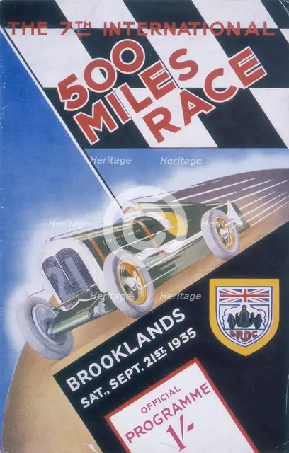 A programme for Brooklands 500 miles race, 1935. Artist: Unknown