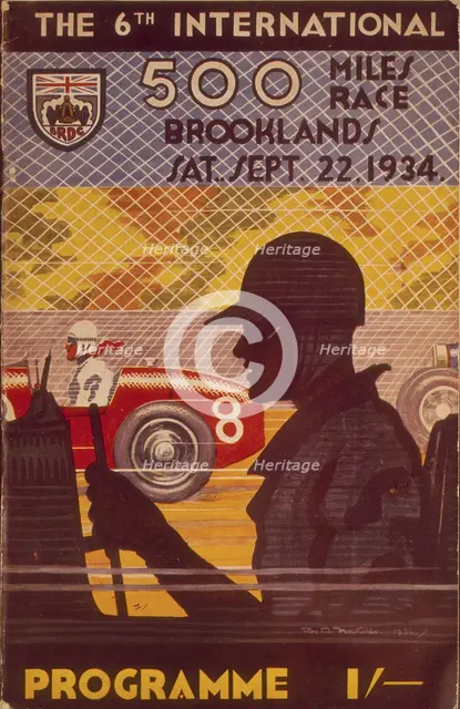 A programme for the Brooklands 500 miles race, 1935. Artist: Unknown