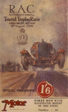 A programme for the RAC International Tourist Trophy Race, Belfast, Northern Ireland, 1929