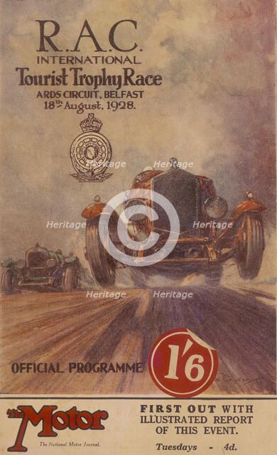 A programme for the RAC International Tourist Trophy Race, Belfast, Northern Ireland, 1929. Artist: Unknown