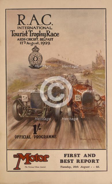 A programme for the RAC International Tourist Trophy Race, Belfast, Northern Ireland, 1929. Artist: Unknown