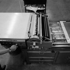 A proofing press with plates at the White Rose Press, Mexborough, South Yorkshire, 1968. Artist: Michael Walters