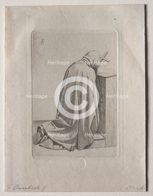 A Praying Monk, 1826. Creator: Johann Friedrich Overbeck (German, 1789-1869); Carl Schulze.