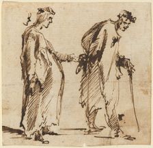 A Pregnant Young Woman and a Young Man with a Staff, 1750s. Creator: Giovanni Battista Piranesi