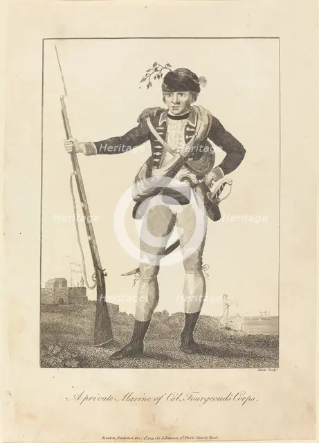 A private Marine of Col. Fourgeoud's Corps, 1793. Creator: William Blake.