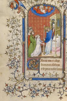 A Priest Celebrating Mass among Worshippers; Book of Hours, about 1410. Creator: Unknown