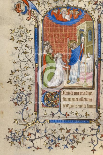 A Priest Celebrating Mass among Worshippers; Book of Hours, about 1410. Creator: Unknown.