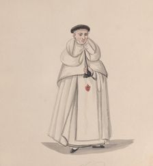 A priest from the Mercederian order (Order of Our Lady of Mercy), from a group of drawings..., 1848. Creator: Attributed to Francisco (Pancho) Fierro