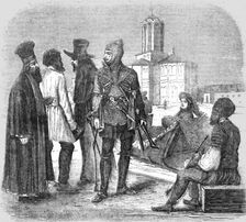 A Priest, Peasant, Tartar Merchant, Russian Soldier, Lady in a Sledge, and a Jew, 1854. Creator: Unknown