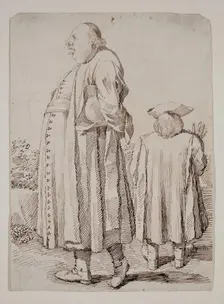 A Priest Walking and a Man Seen From the Back, between 1674 and 1755. Creator: Pier Leone Ghezzi