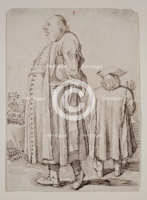 A Priest Walking and a Man Seen From the Back, between 1674 and 1755. Creator: Pier Leone Ghezzi.
