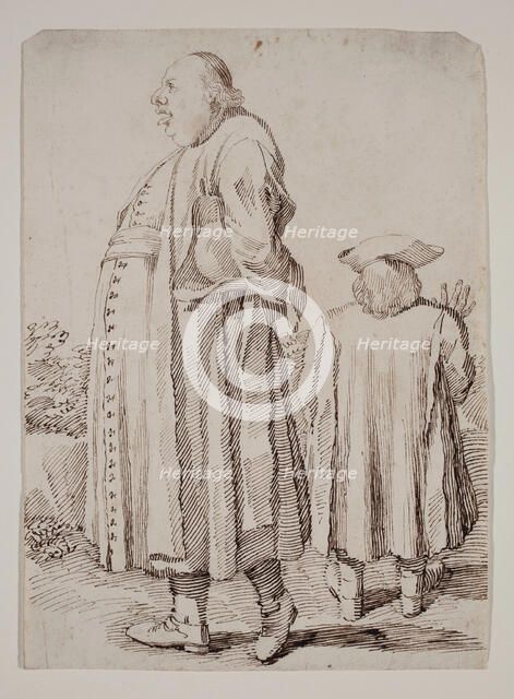 A Priest Walking and a Man Seen From the Back, between 1674 and 1755. Creator: Pier Leone Ghezzi.