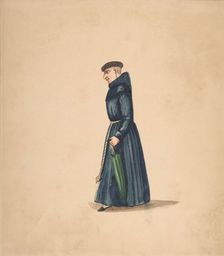 A Priest with an Umbrella, 1840-50. Creator: Anon