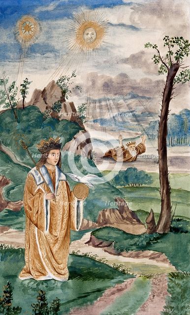 A prince, clad in gold, succeeds the King; representing a stage in the alchemical process, 1900-1909 Creator: Edith Annie Ibbs.