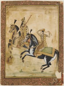 A Prince and princess on horseback, 18th century. Creator: Unknown