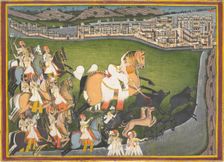 A Prince Hunting Boars with His Retinue, late 18th-early 19th century. Creator: Unknown