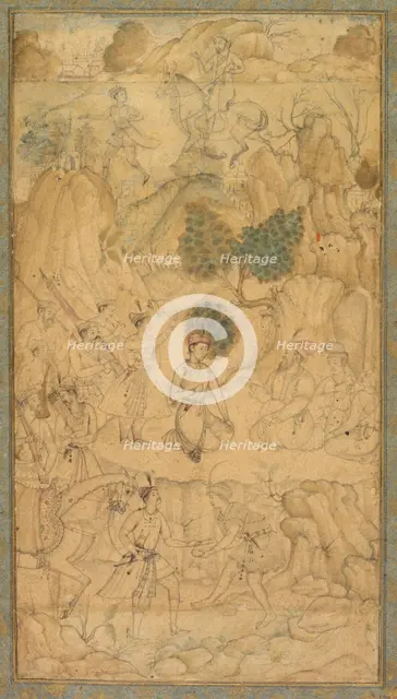 A Prince Visiting a Holy Man in a Rocky Landscape, c. 1590. Creator: Unknown.