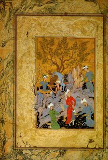 A Princely Hawking Party in the Mountains c1575. Artist: Mirza Ali