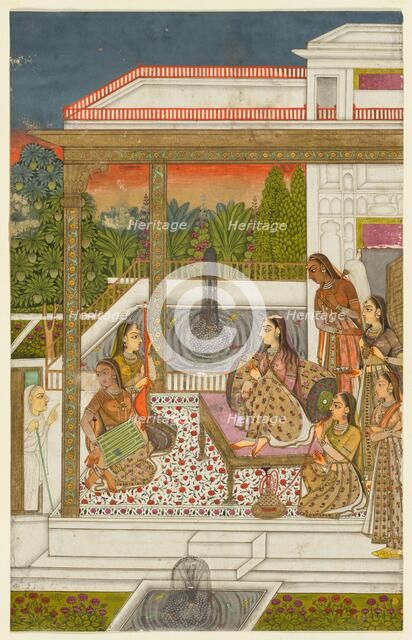 A princess with attendants on a terrace, c. 1720-1730. Creator: Unknown.
