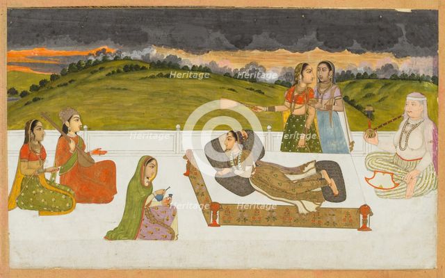 A princess reclining on a terrace with attendants, c. 1730-1740. Creator: Unknown.