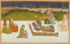 A princess reclining on a terrace with attendants, c. 1730-1740. Creator: Unknown