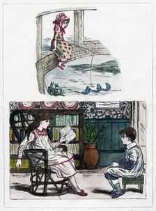 A print from The Little Folk's Nature Painting Book by Kate Greenaway, c1880s