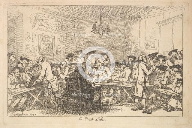 A Print Sale - A Night Auction, 1788. Creator: Thomas Rowlandson.