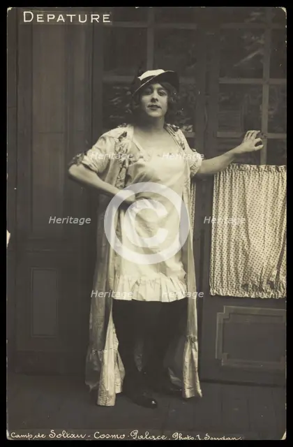 A prisoner of war dressed in drag, [between 1910 and 1919?]. Creator: L Soudan.