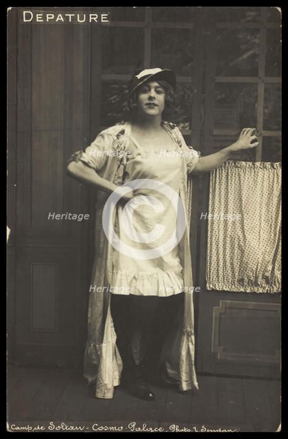 A prisoner of war dressed in drag, [between 1910 and 1919?]. Creator: L Soudan.