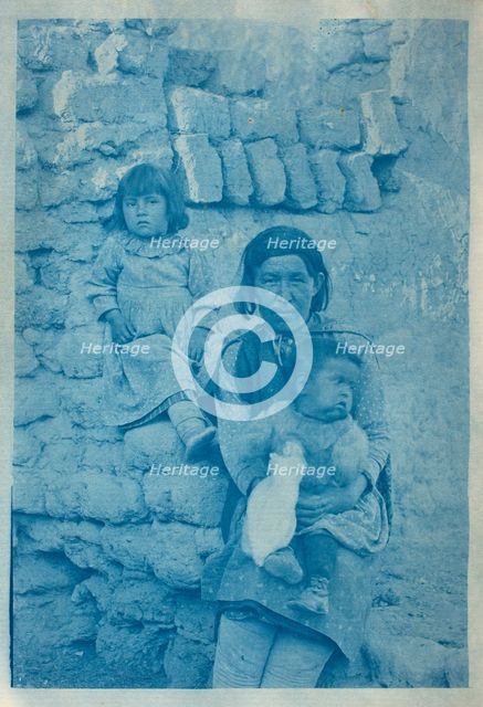 A Pueblo woman with two children (image 1 of 2), c.1890. Creator: Charles Fletcher Lummis.