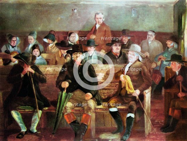A Quaker meeting, 1839. Artist: Unknown