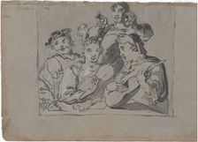 A Quartet of Singers, Lute players, and Bell Ringers Playing in a Tavern by Candlelight, 1620-1628. Creator: Leonard Bramer