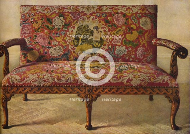 'A Queen Anne Settee Upholstered in Petit Point', c1900, (1936). Artist: Unknown.