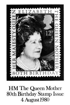 A Queen Mother 80th birthday celebration stamp, 1980. Creator: Unknown