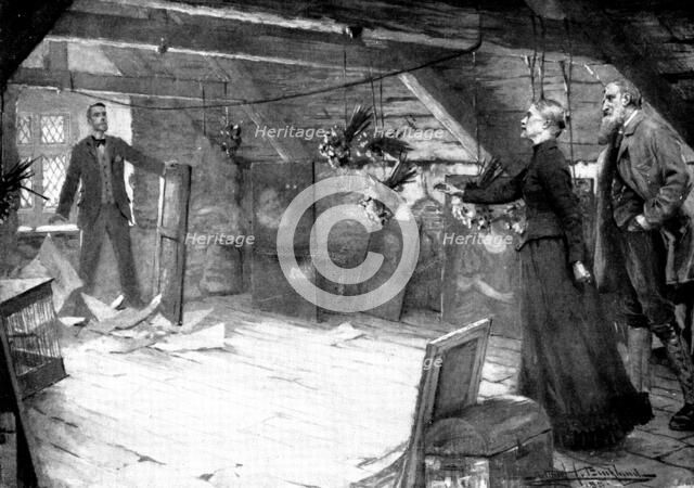 A Question of Conscience: "What do you mean by...prying in my attic? It's burglary...", 1898. Creator: Unknown.
