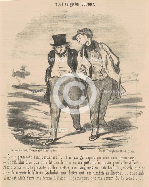A qui penses-tu donc, coquenard? ..., 19th century. Creator: Honore Daumier.