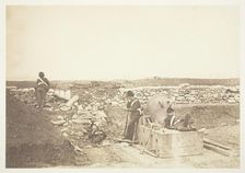 A Quiet Day in the Mortar Battery, 1855. Creator: Roger Fenton