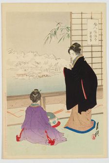 A quiet house in the snow (The Customs and Manners of Women), 1891. Creator: Ogata Gekko