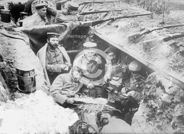 A quiet moment in German trenches, between 1914 and c1915. Creator: Bain News Service.
