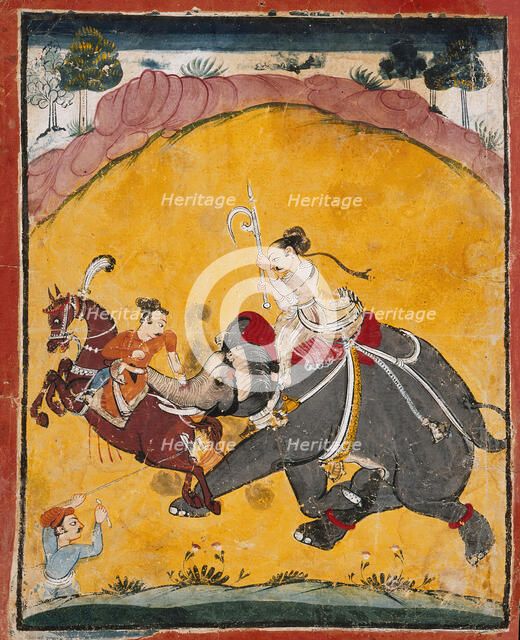 A Rampaging Elephant (Recto), c1675. Creator: Unknown.
