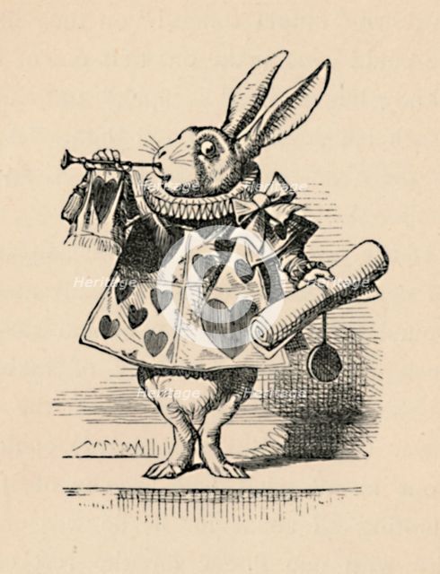 'A Rabbit as court official blowing a trumpet for an announcement', 1889. Artist: John Tenniel.