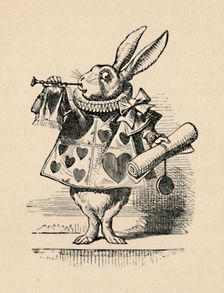 A Rabbit as court official blowing a trumpet for an announcement 1889. Artist: John Tenniel